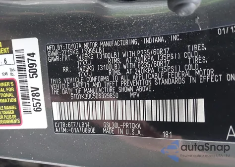 2013 Toyota Sienna Xle V6 8 Passenger from USA, damaged, VIN 5TDYK3DC5DS329850